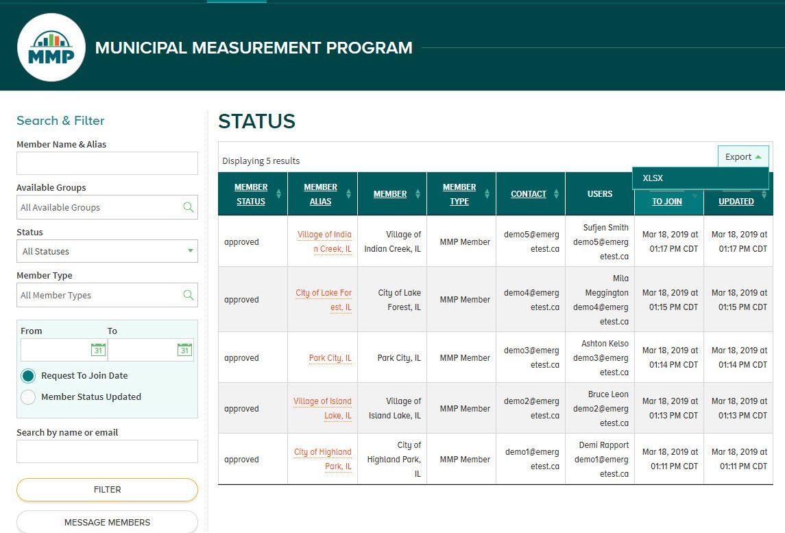 Status Export Status Page Export