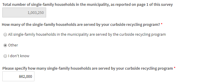 Households served by recycling example