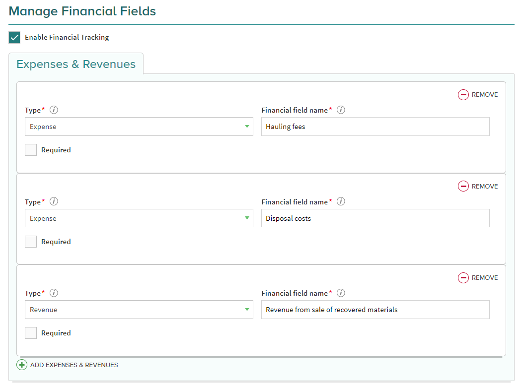 Configure financial fields graphic